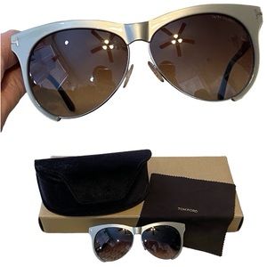 Tom Ford TF365-38G Women's Gray Mirrored LEONA Designer Sunglasses Shades